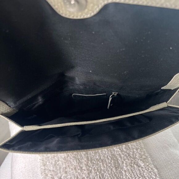 BCBGeneration Clutch Purse Pale Grey/Green Pebbled Faux Leather Fold over Bag - Picture 6 of 11